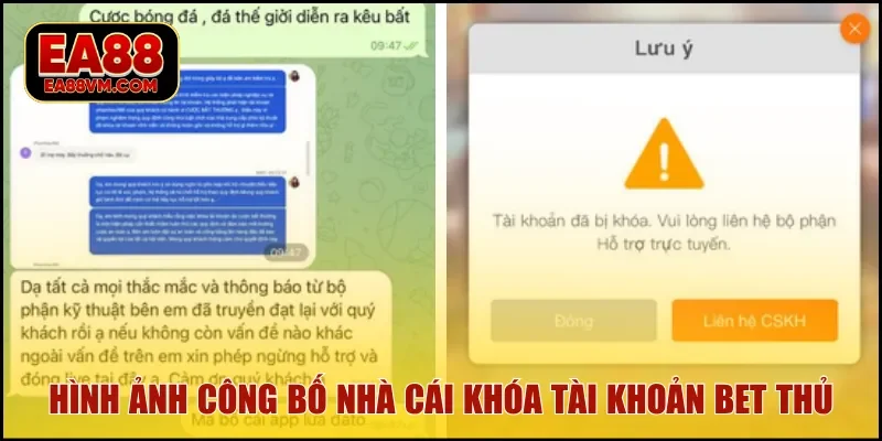 Hình ảnh công bố nhà cái khóa tài khoản bet thủ