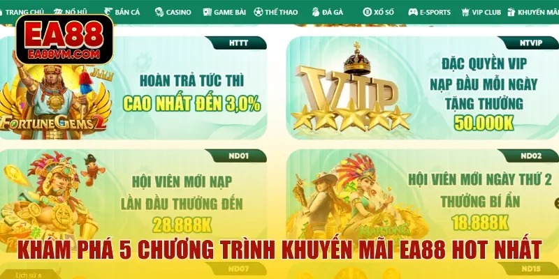 Khám phá 5 chương trình khuyến mãi EA88 hot nhất