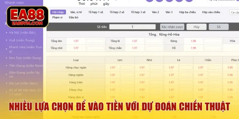 Nhiều lựa chọn để vào tiền với dự đoán chiến thuật